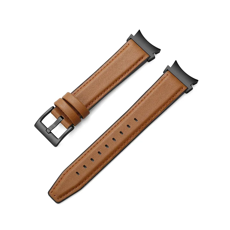 Leather Silicone Bands for Samsung Galaxy Watch 4 6 Band Classic 47mm 46mm/Galaxy Watch4 5pro 44mm 40mm No Gaps Bracelet Strap