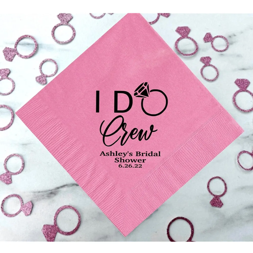 

50PCS Personalized Bridal Shower Napkins, I Do Crew Napkins, Bachelorette Party Napkins, Hen Party, Bridal Shower Decor, Engagem