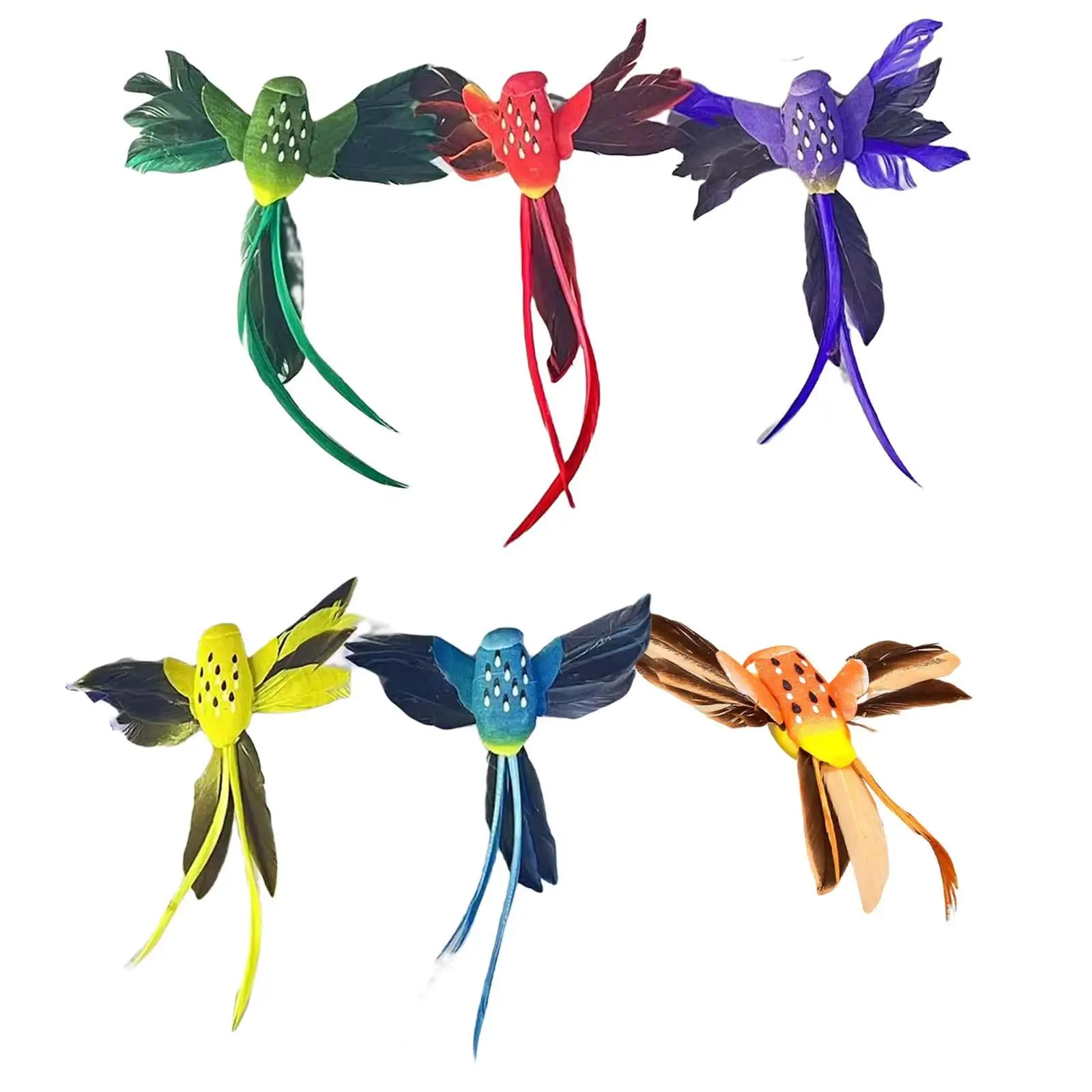 6Pcs Artificial Birds Lifelike Feathered Hummingbird Zoo Birds Figure Handmade