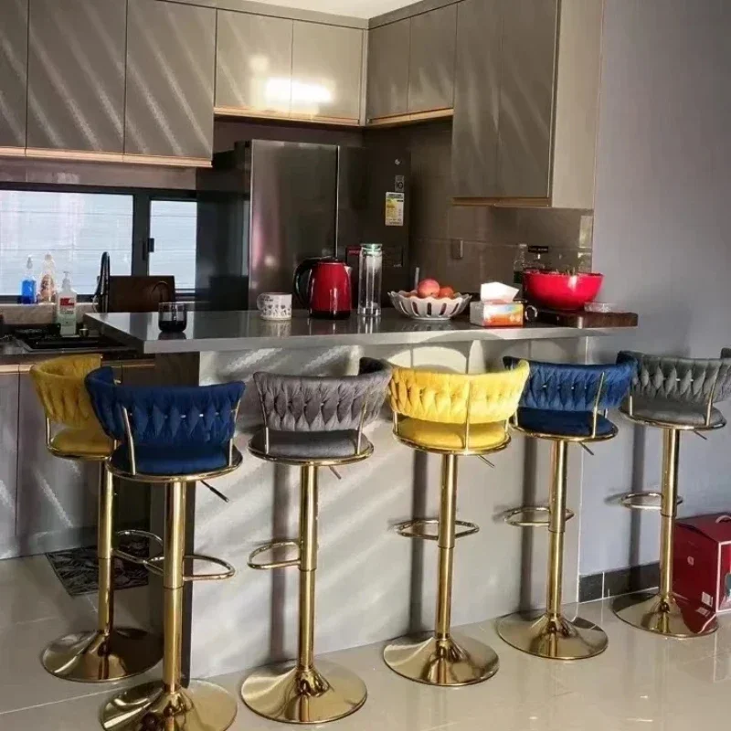 Set Of 2 Iron Bar Bar Stool Light Luxury Bar Back Chair Bars Chair Can Rotate And Lift Home Bars High Stool Kitchen Bars Stools