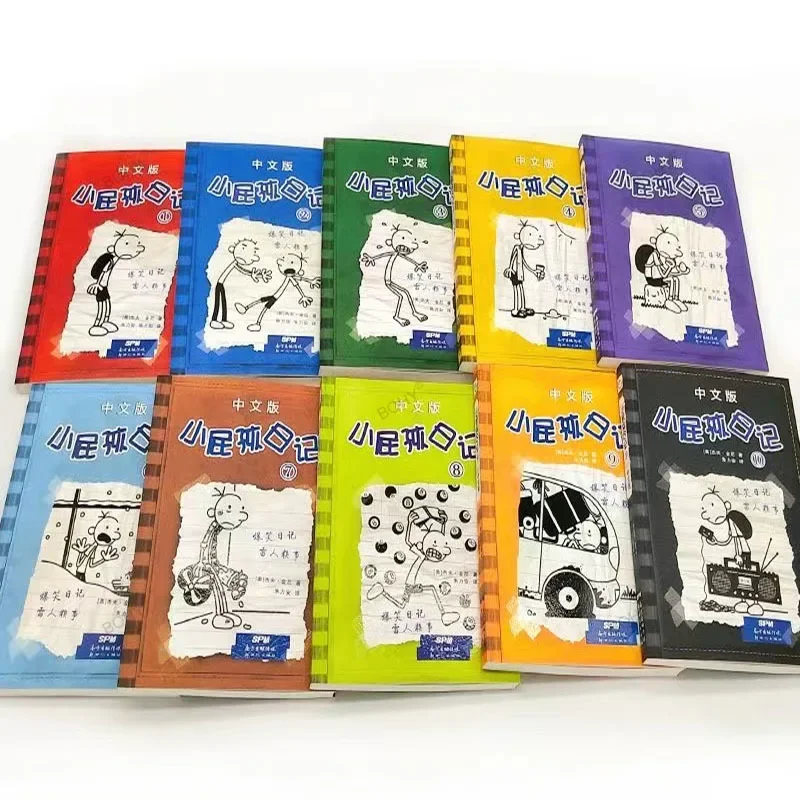 

10 Books/Set 1-10 Diary of A Wimpy Kid Chinese and English Bilingual Comic Book for Children Kids Books Manga Book English Libro