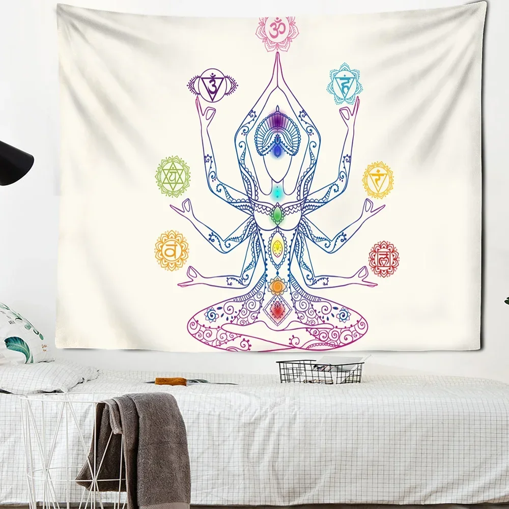 India Mandala Tapestry Wall Hanging Sun Moon Tarot Home Room Wall Decor Carpet Psychedelic Tapiz Witchcraft 7 Chakra Tapestry