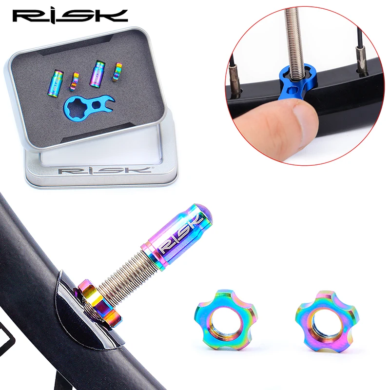 RISK Lightweight Bicycle Valve Cap Titanium Alloy Colorful  Presta/Schrader Valve Cap for MTB BMX Road Bike Accessories RISK