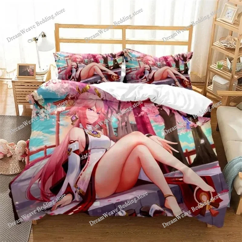 

Genshin Impact Animation Cartoon Soft and Comfortable Comforter Bedding Sets Bedding Set Luxury Quilt Cover Customizable
