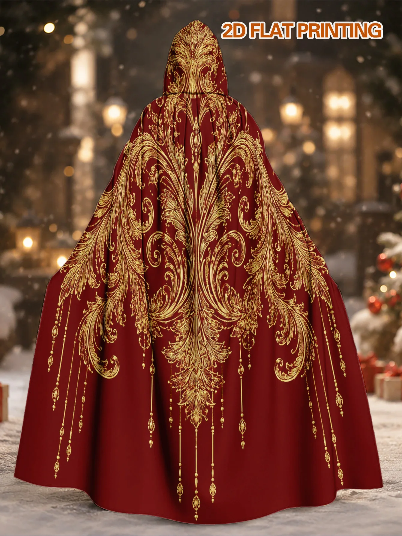 Customization 1pc, Unisex Polyester Costume Robe With Baroque Golden Ornaments Design, Great For Halloween Night Outfits