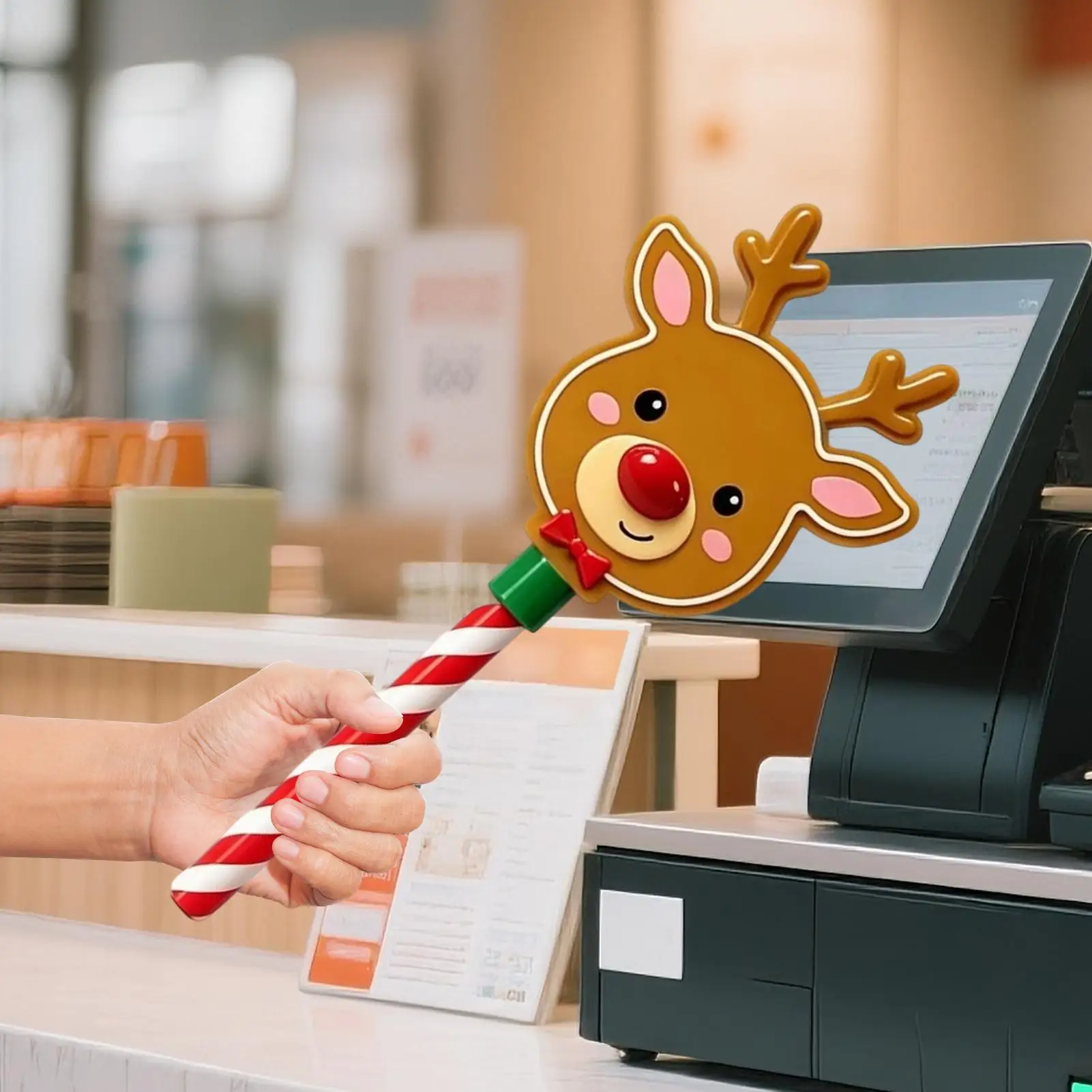 Festive Christmas Payment Wand Snowman Card Reader Prop for Holiday Checkout Decoration Retail Cafe Event and Shopping Display