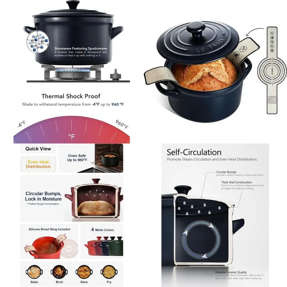 

Керамическая голландская духовка для выпечки хлеба — легкая, нетоксичная, приправа не требуется — духовка, микроволновая печь и можно мыть в посудомоечной машине — идеально подходит для