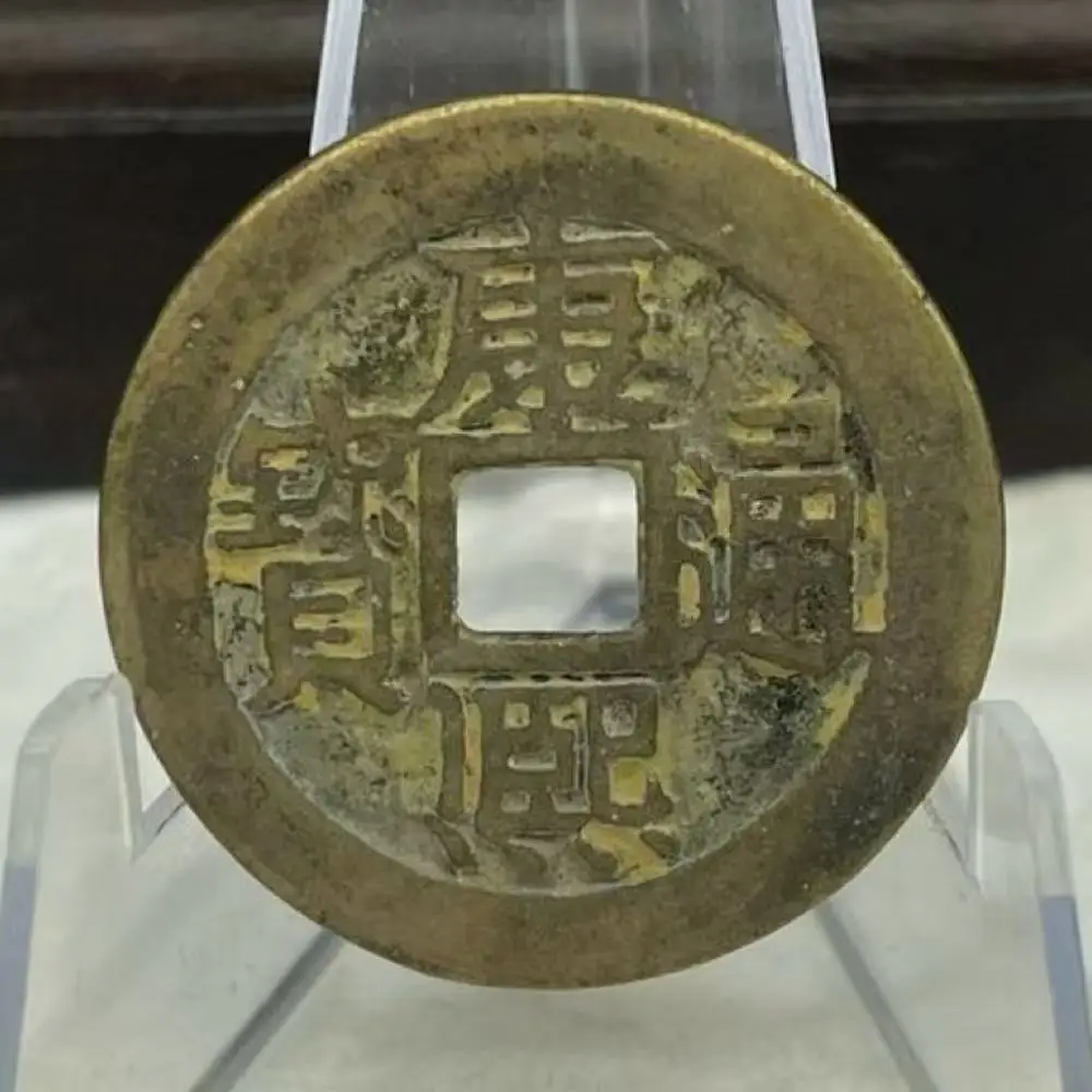 2pcs Old Copper Coin Qing Dynasty Kangxi Yongle Tongbao Coins for Collection Home Decor Emperor Coins Old