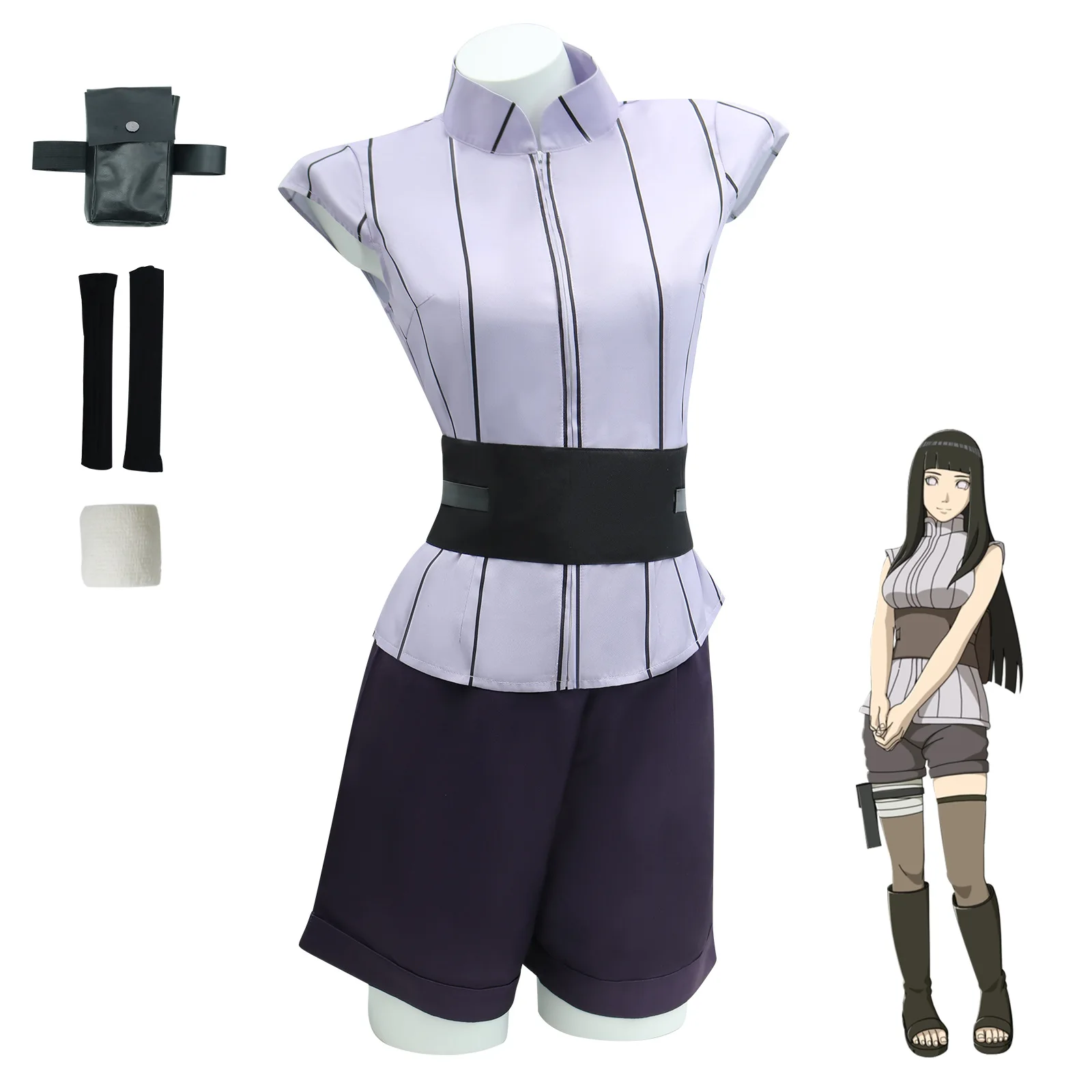 

Naruto Cosplay Costume Of Hinata Hyuga, A Character From The Anime And Manga Series, For A Performance In A Cosplay Event