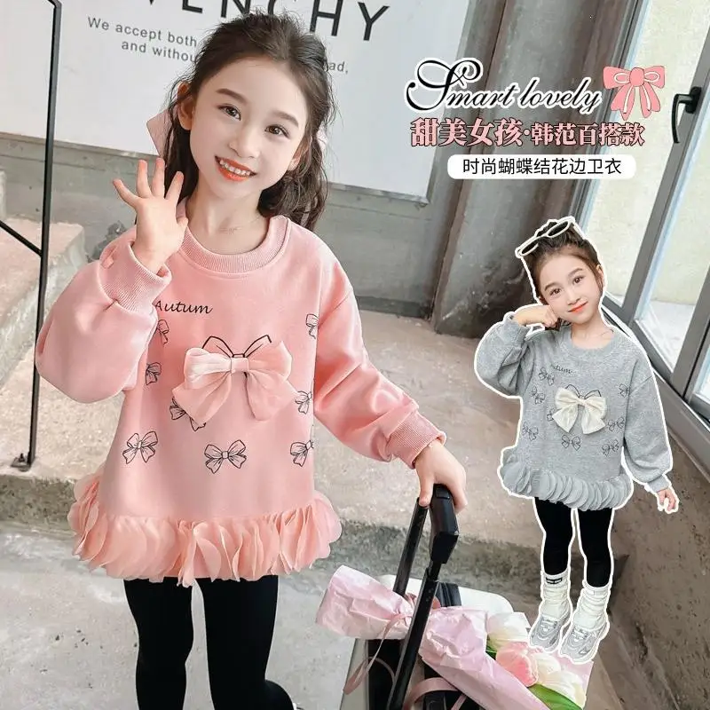 Child Cartoon Kawaii Long Sleeved Autumn New Princess Round Neck Tops Sweet Fashionable T-Shirt Sweat Wicking Moisture Absorbing
