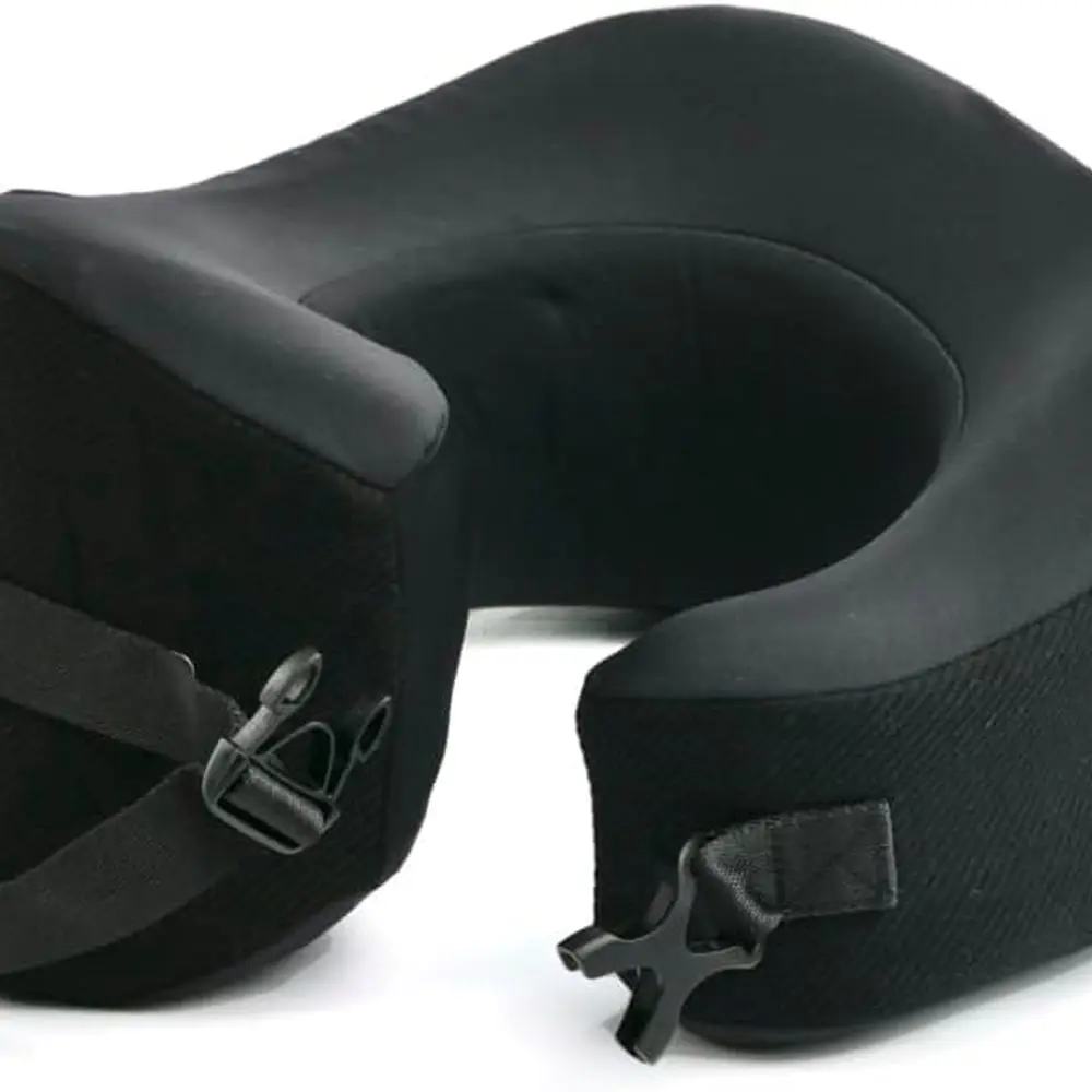 

Эргономичная дорожная подушка из пены с эффектом памяти Award-Winning с поддержкой подбородка и шеи, компактная для самолета, использования в автомобиле (черная, большая)