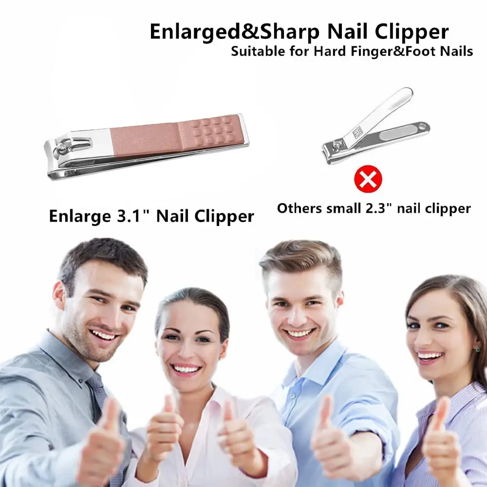 3 peças cortador de unhas e unhas afiadas de aço inoxidável um kit de viagem, cortador de unhas com cabo longo para homens e mulheres