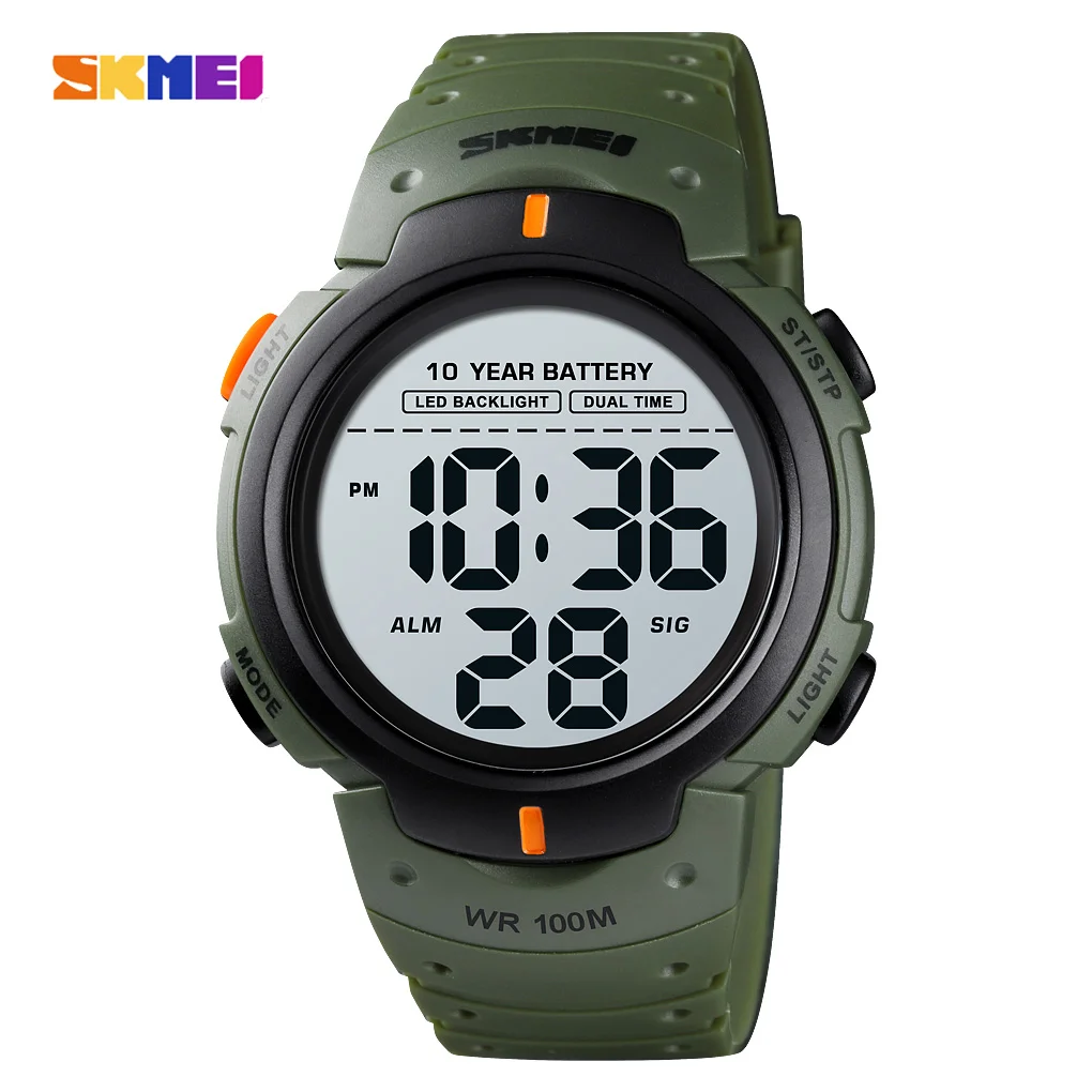 SKMEI 1560 الرياضة إلكترونيات ساعة للرجال 100 متر إضاءة مقاومة للماء عرض الرقمية رجالي ساعات المعصم ساعة توقيت العسكرية Reloj Hombre