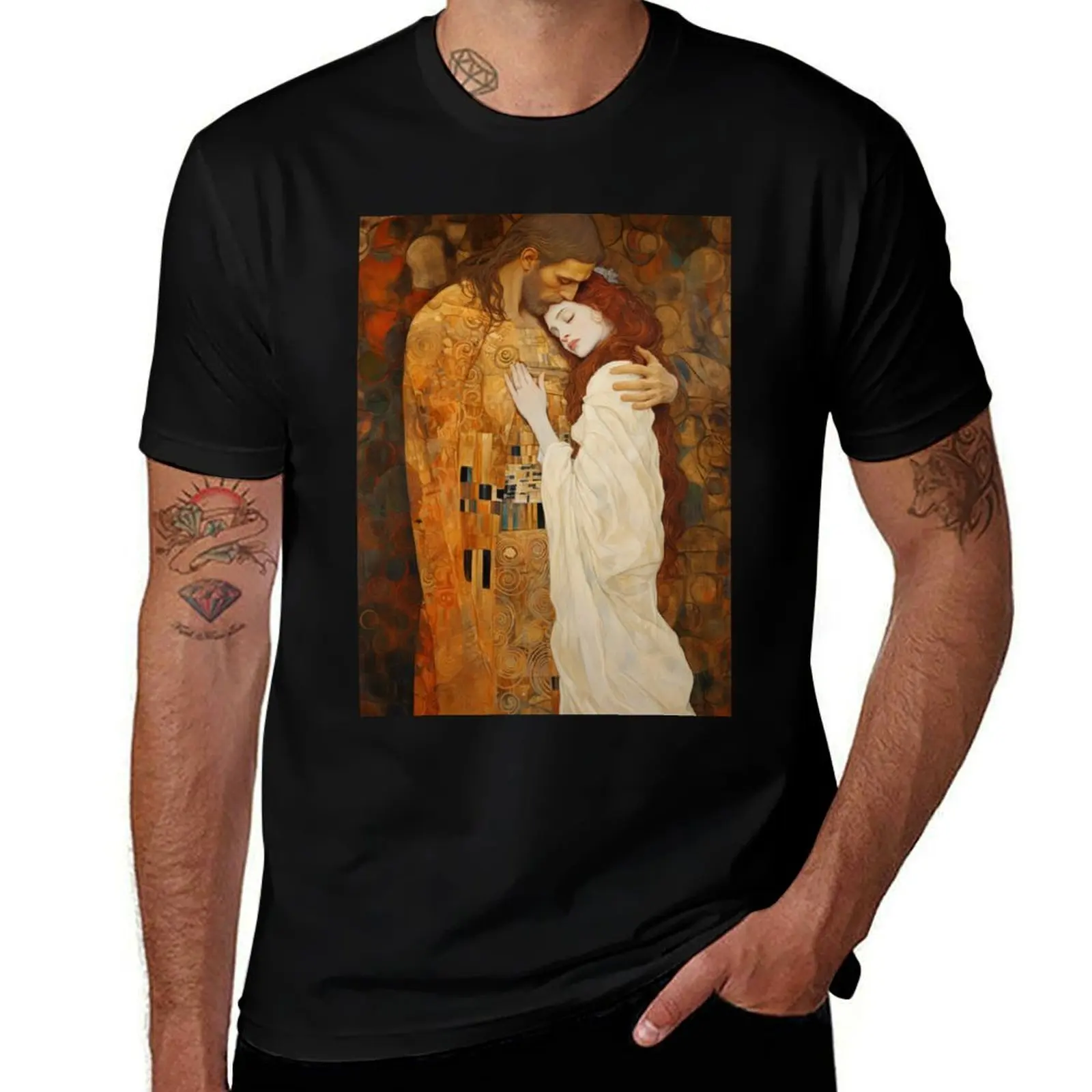 Transcendent Devotion - Mary Magdalene and Christ Embrace T-Shirt Street Style Casual Tee Shirt T-Shirt
