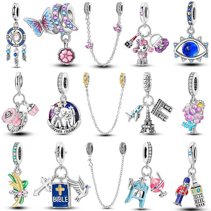 

Charm Silver Plated Flower Pigeon Plane Fit Original Panodra Bracelet Making Fashion Jewelry