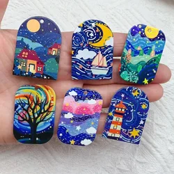 mix 12pcs 10pcs/pack Good Views Scenery Acrylic Charms for Earring Necklace Jewelry DIY Making
