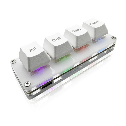 Imagen 2 del producto Mini 4 teclas seleccionadas todo corte copiar pasta Macro Pad Ctrl A X C V atajo teclado de una mano RGB teclado mecánico para juegos tecla OSU