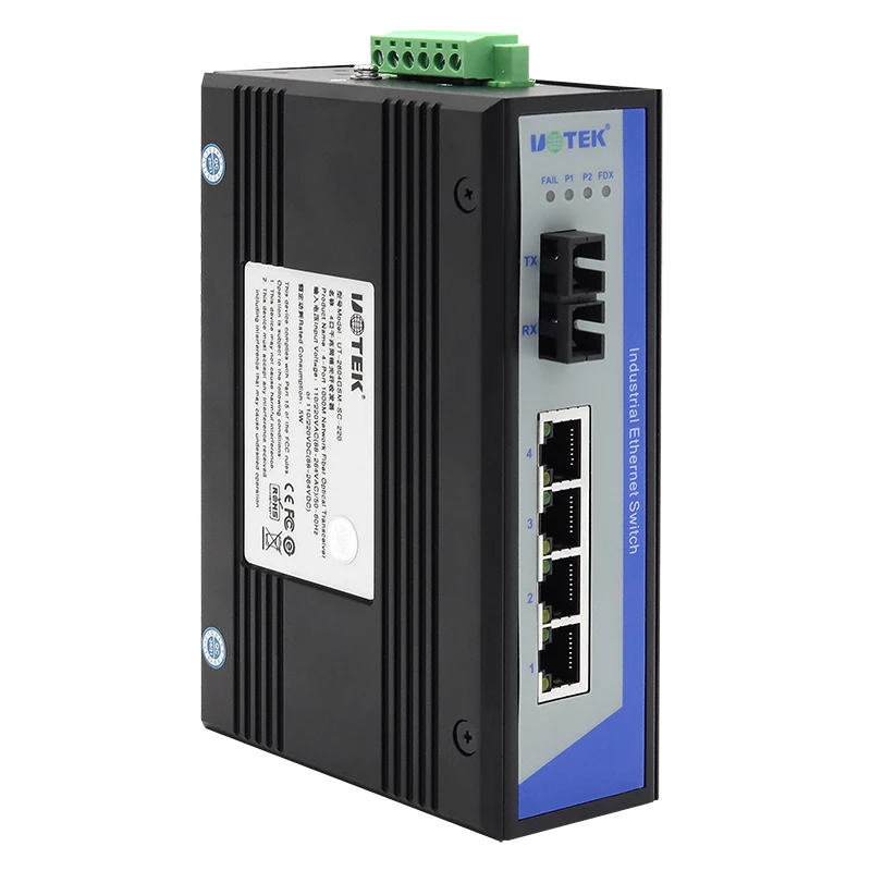 UOTEK UT-2604G  Gigabit Network Fiber Optic Transceiver with 4 Ports