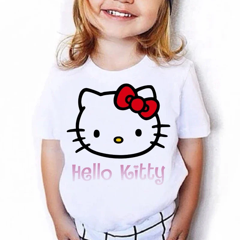 Anime 2000s Hello Kitty Children's T-shirt Cute T Shirt Sanrio Children Tshirt Manga Clothes Tee Shirt Kid Girl Boy Top