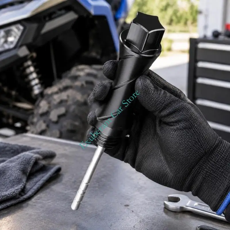 Engine Oil Dipstick Replacement Machined Aluminum Construction and Threaded Base for Routine Motorcycle Oil Checks