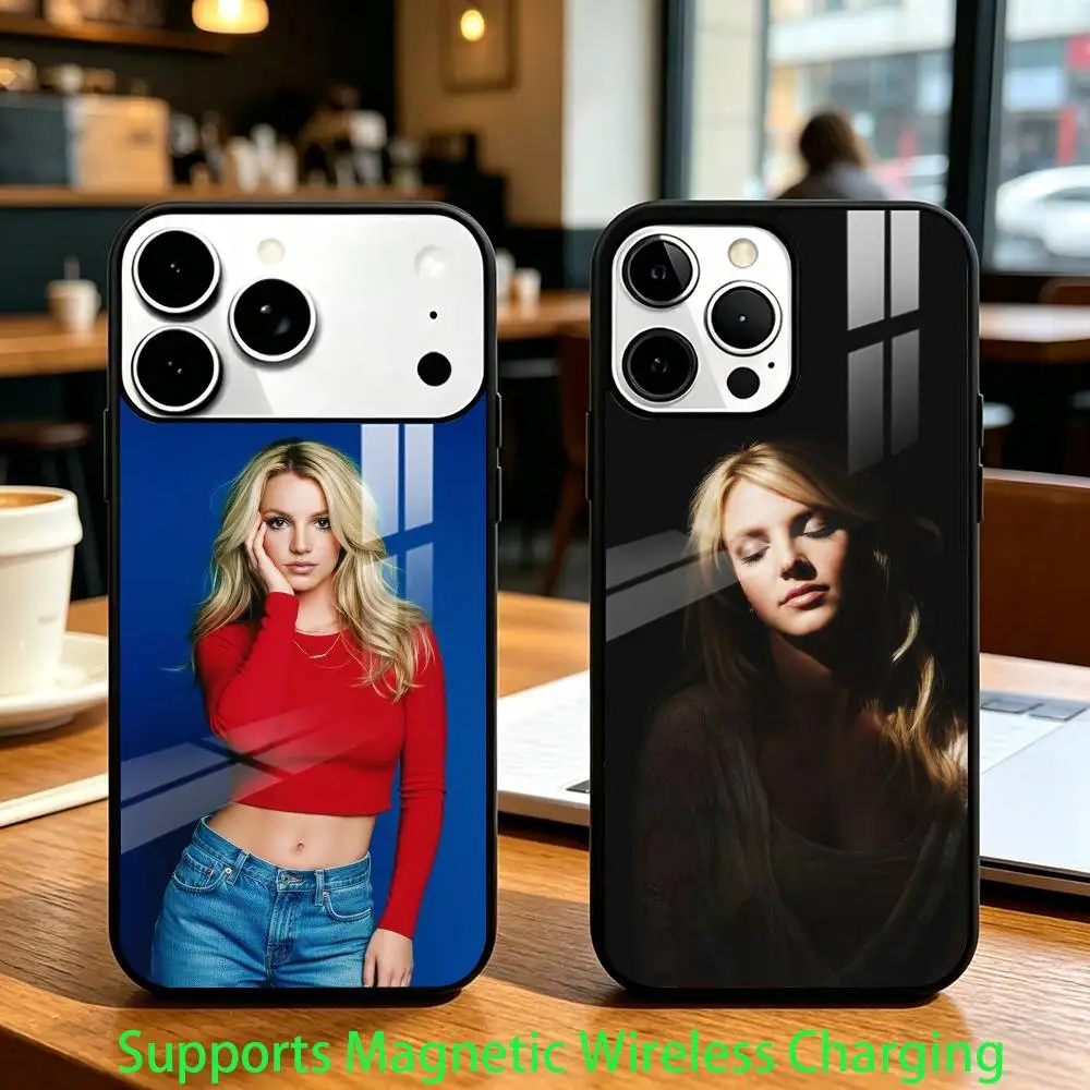 

Pop Singer B-Britney Spears Phone Case For iPhone17,16,15,14,13,12,11 Plus,Pro Allows magnetic wireless charging