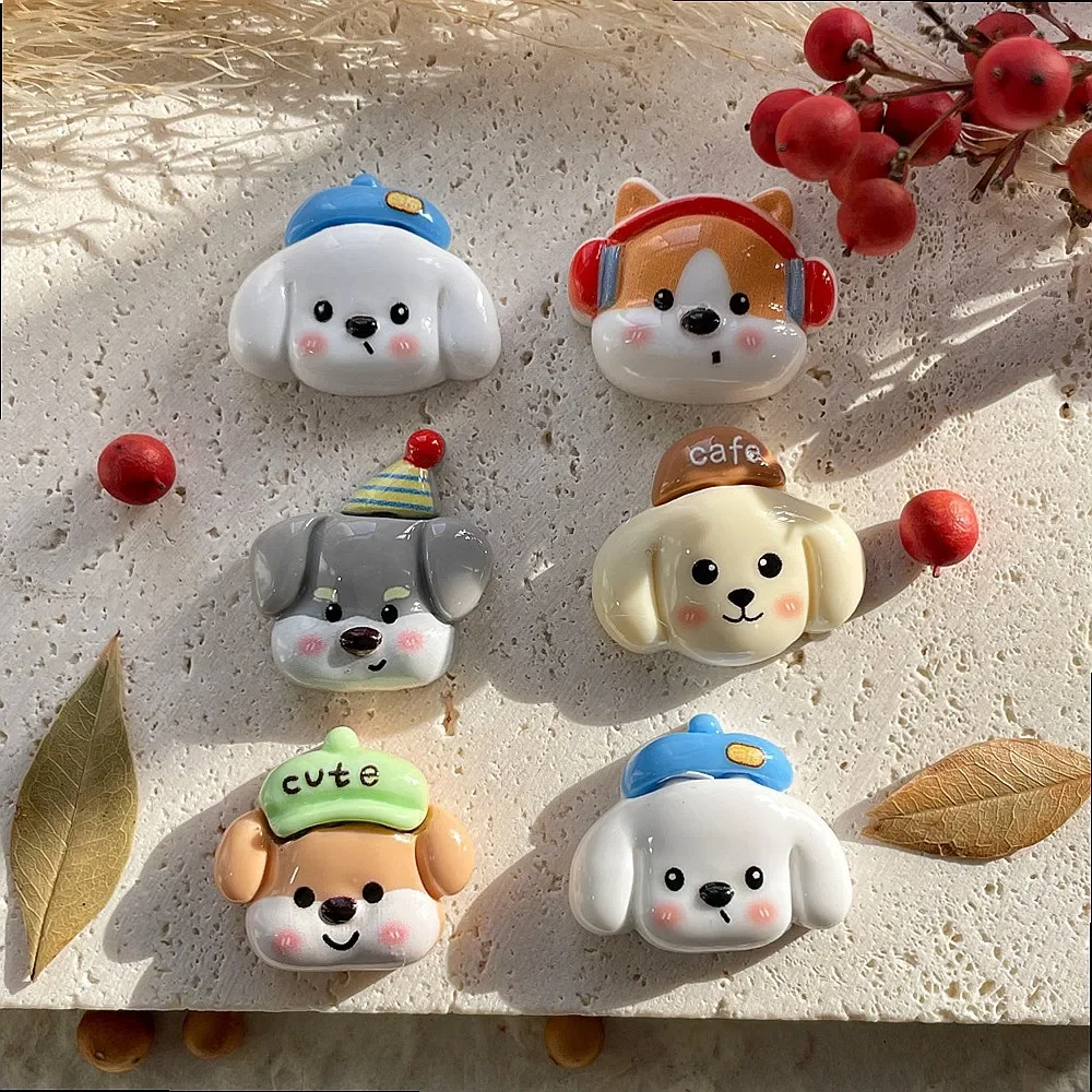 100pcs Cute Puppy Dog Resin Flatback Cabochon DIY Accessories for Phone Case Hairpin Keychain Earrings Scrapbook Decor