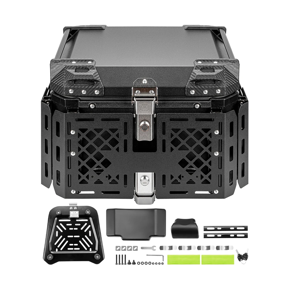 Motorcycle Tail Box 45L Lockable Aluminum Top Case Rear Trunk for Motorbike Scooters Adventure Touring Cruiser Street Sport Bike