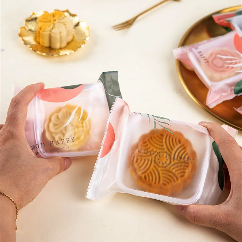 100pcs Mooncake Packaging Bags Mid-autumn Festival New Years Party Supplies Baked Snack Cookie Pastry Pouches Moon Plastic Tray - Image 5