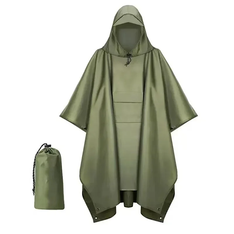 

3 in 1 Multifunctional Raincoat Outdoor Waterproof Rain Poncho Women Men Adult Hooded Reusable Rain Coat for Camping Tent Mat