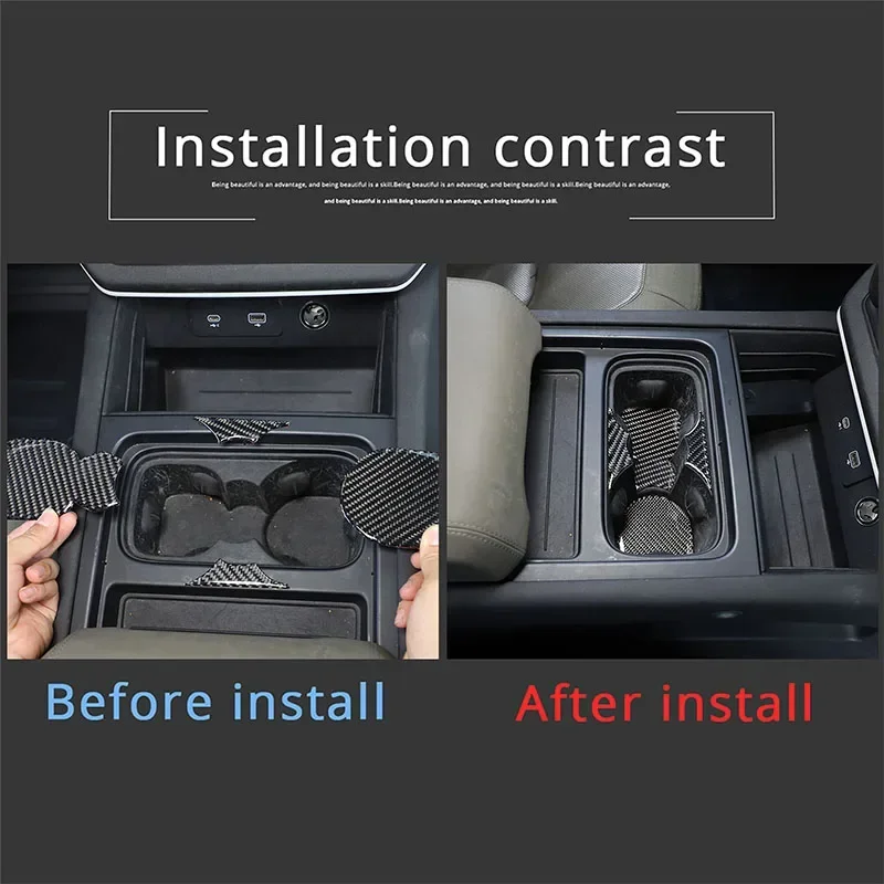For Land Rover Defender 2020-2024 Car Central Control Water Cup Holder Slot Pad Sticker Soft Carbon Fiber Interior Accessories