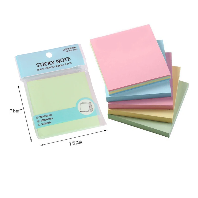 100 ピース/パック普通のカラークリエイティブ文具付箋メモ紙メモ帳 3*3 インチ