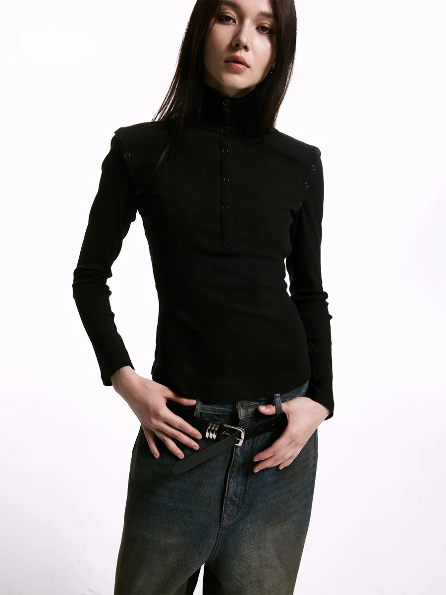 Wildund Women's Knitted Slim Fit  irt Long Sve Two-Way Wear Design Detachable Sve T-irt Cotton Polyester Blend