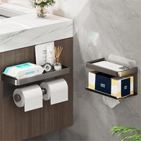 Large Toilet Paper Holder Wall-Mounted Paper Roll Holder With Storage Tray Toilet Organizer Phone Stand Bathroom Accessories