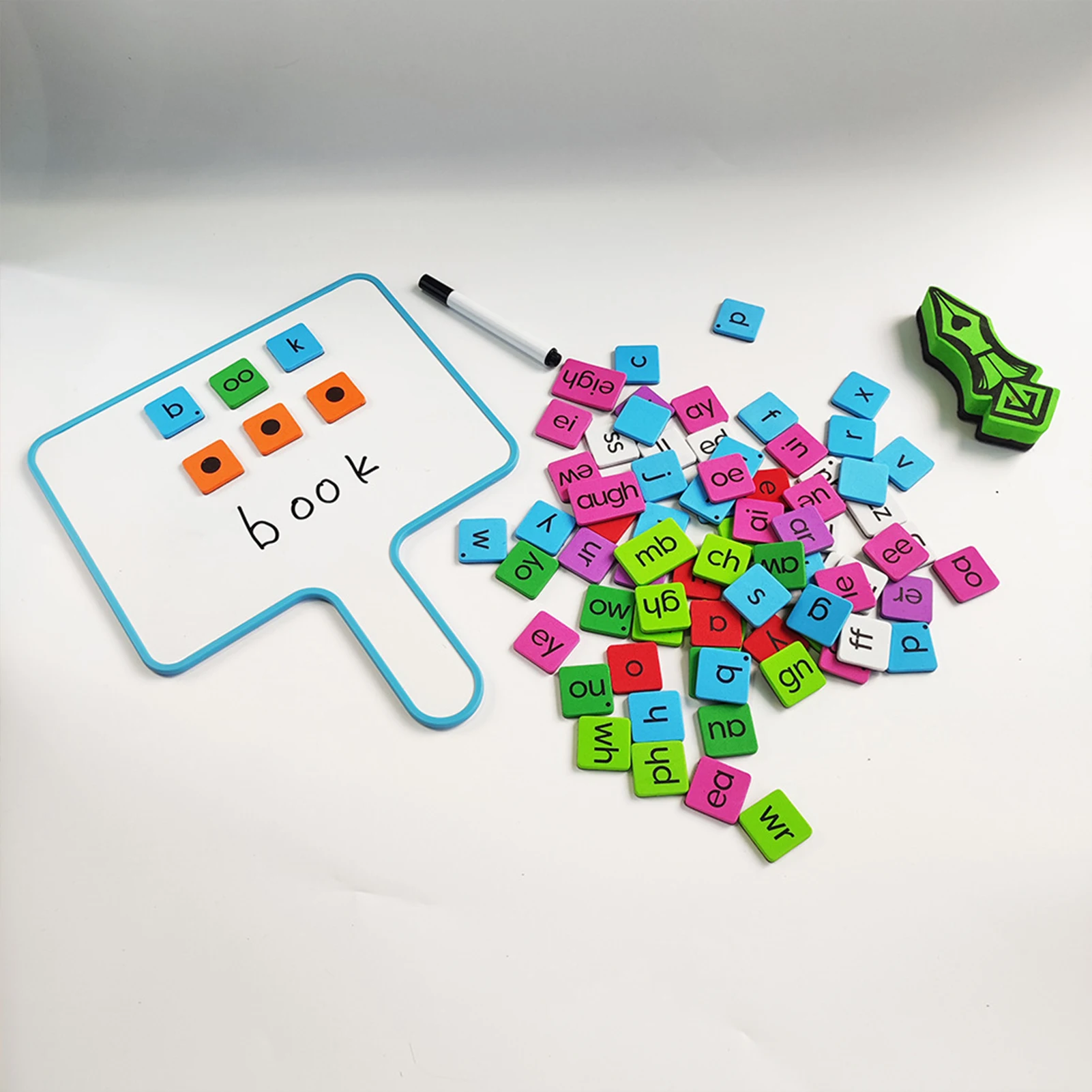 مجموعة بلاط الصوتيات المغناطيسية للأطفال في مرحلة ما قبل المدرسة وتعلم اللغة الإنجليزية والتهجئة والقراءة لعبة تعليمية لمستلزمات رياض الأطفال