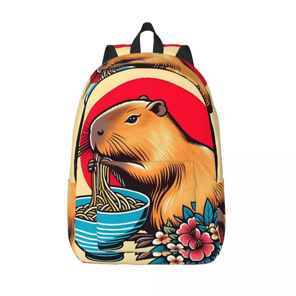 

Рюкзак Capibara Eats Ramen для дошкольников, детского сада, школьников, книжная сумка для мальчиков и девочек, прочный детский рюкзак
