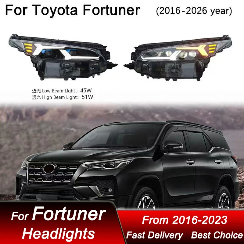 Hot Car LED Headlights For Toyota Fortuner 16-26 LED new style Auto Headlamp Assembly Upgrade Projector Lens Accessories Kit