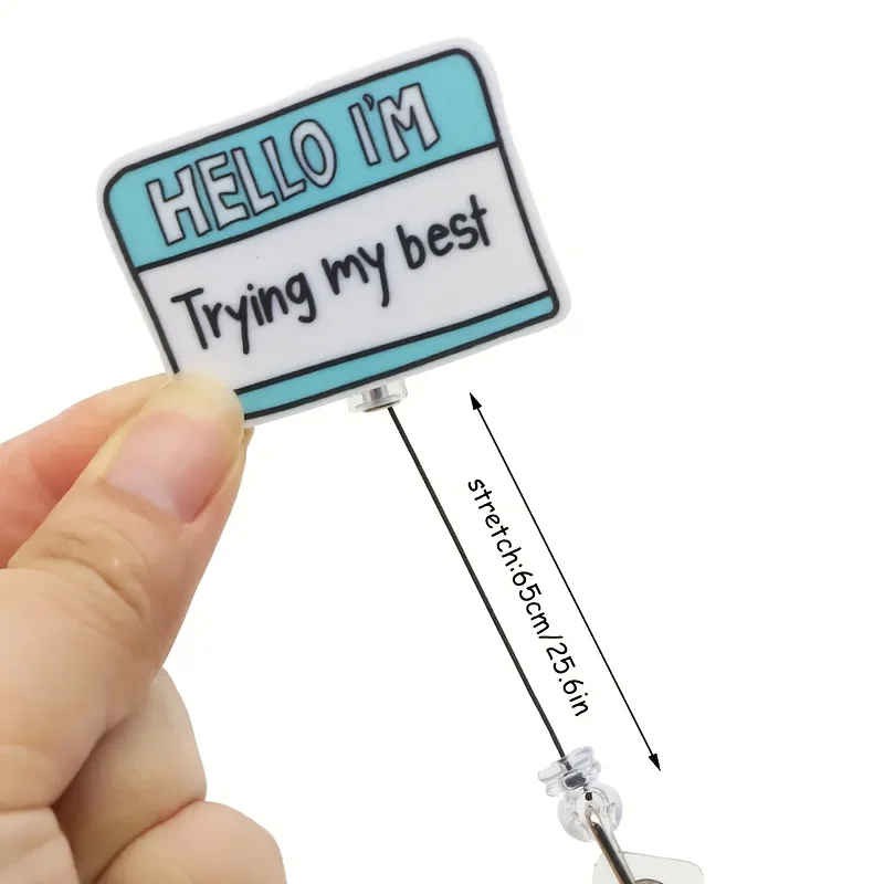 1pc cute teacup black cat retractable badge clip, 2D acrylic with durable nylon cord, suitable for office workers, nurses