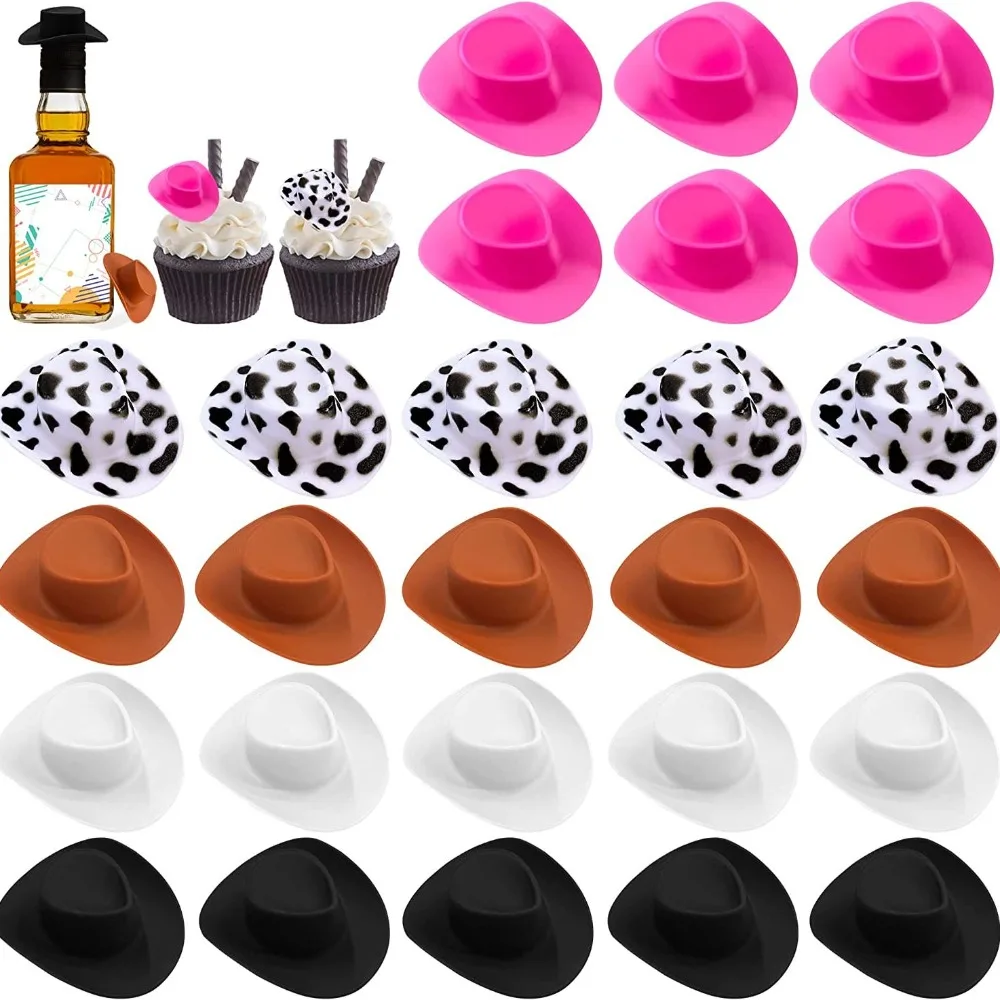 10PCS Mini Cowboy Hats Bachelorette Party Favors Birthday Wedding Hen Doll Accessories Aesthetic Western Doll Hats Cake Toppers