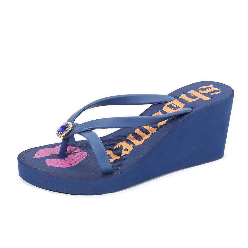 Juicy Lovers Brand Fashion Summer Wedge Heel Platform Beach Slipper Sandals Outdoor Casual Women Slippers White Blue Black