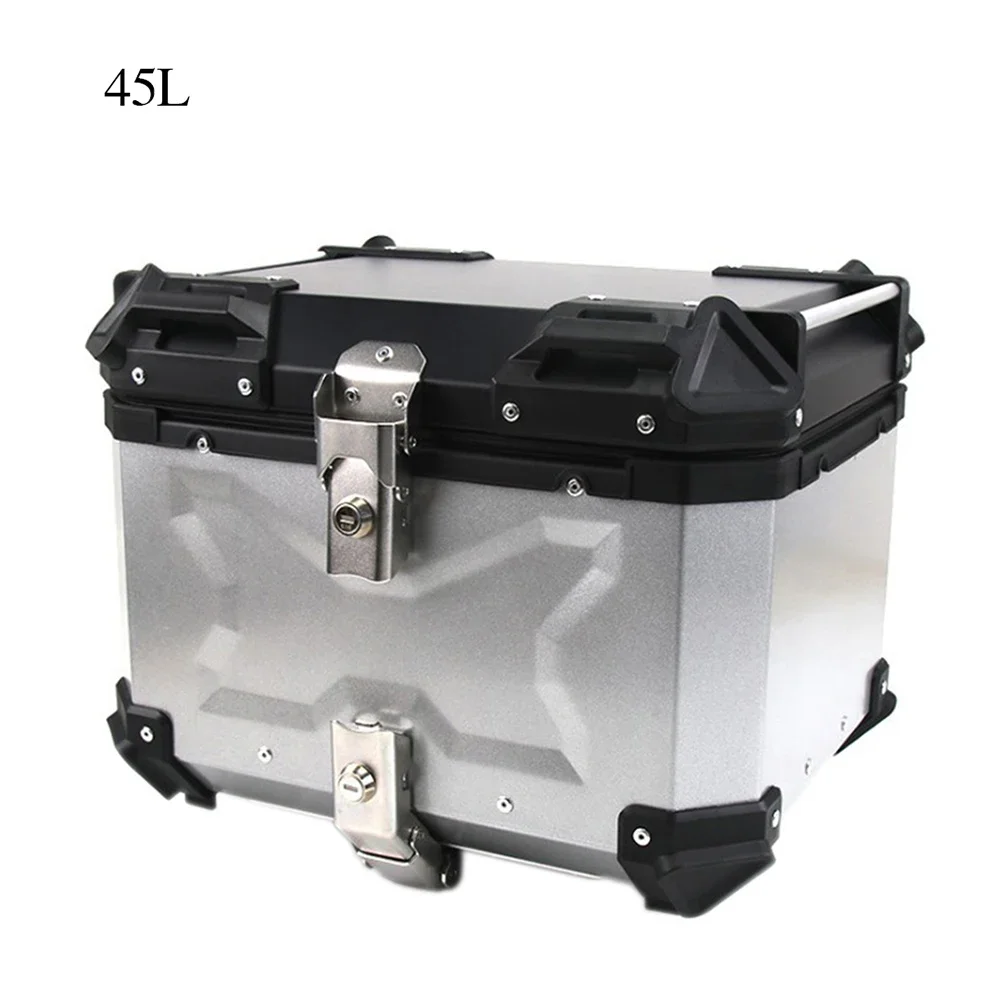 45L Aluminum Alloy Motorcycle Rear Trunk Luggage Case Quick Release Tail Box Waterproof Trunk Storage Box for Honda Suzuki