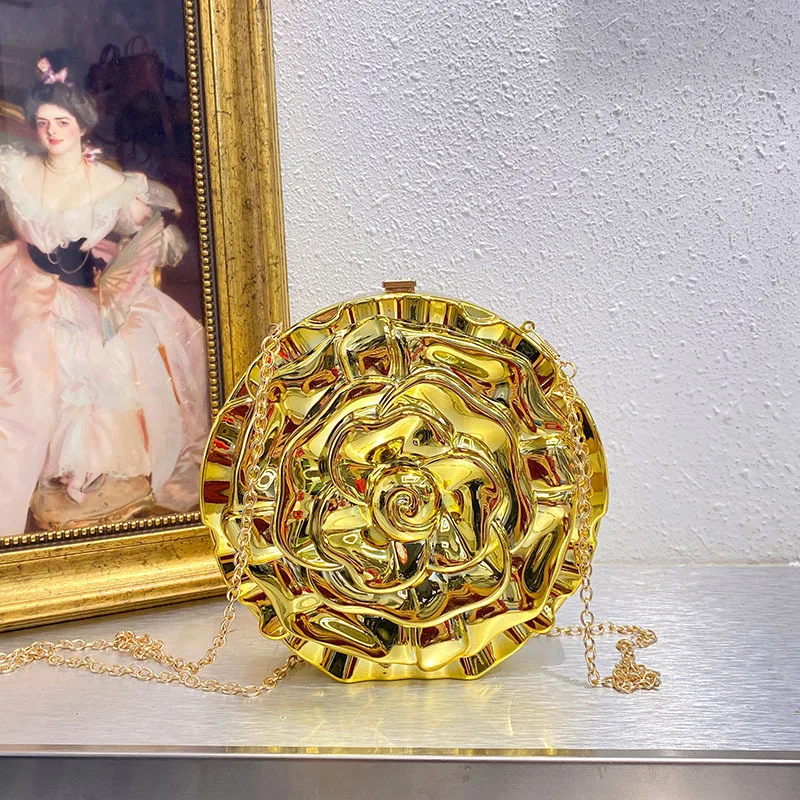 

New Luxury Designer Evening Clutch Acrylic Women Handbags Niche Banquet Shoulder Bags Golden Wedding Purses Party Tote Ladies