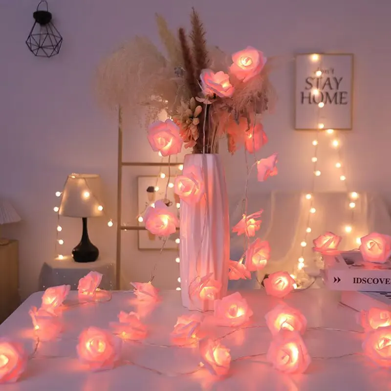 

10/20Led Rose String Lights Outdoor Lawn Decor For Yard Camping Wedding Proposal Birthday Party Make Romantic Festive Atmosphere