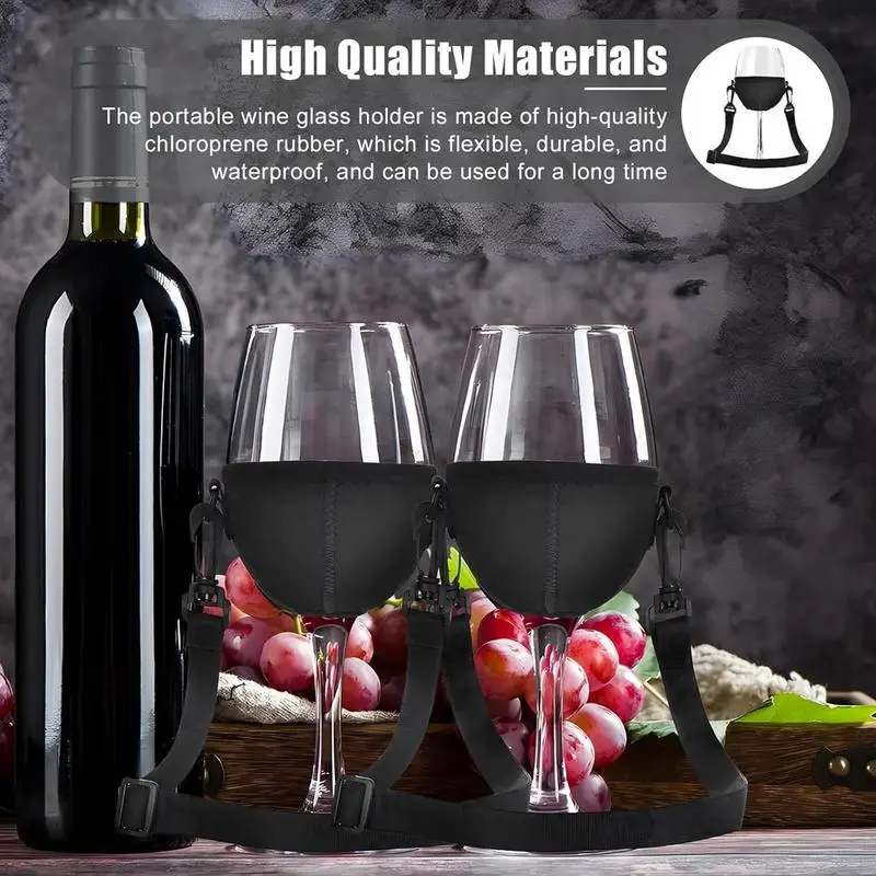 Wine Glass Lanyard Adjustable Wine Glass Cover Drink Hangings Insulator Sleeve 4 PCS Neoprene Chain Wine Holder Beverage