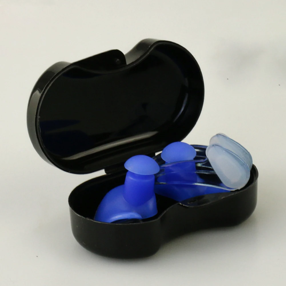 

Swimming Earplugs Silicone Ear Plugs Waterproof Spiral Diving Earplugs+Nose Clip Protection Sound Blocking Earplugs