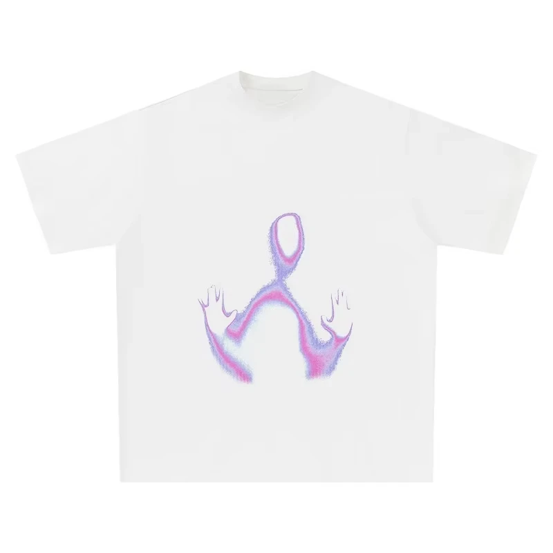 

Новинка 2025, летняя повседневная футболка с короткими рукавами и принтом, хлопковая дышащая футболка обычного кроя с круглым вырезом, свободная футболка унисекс, мужская и женская одежда