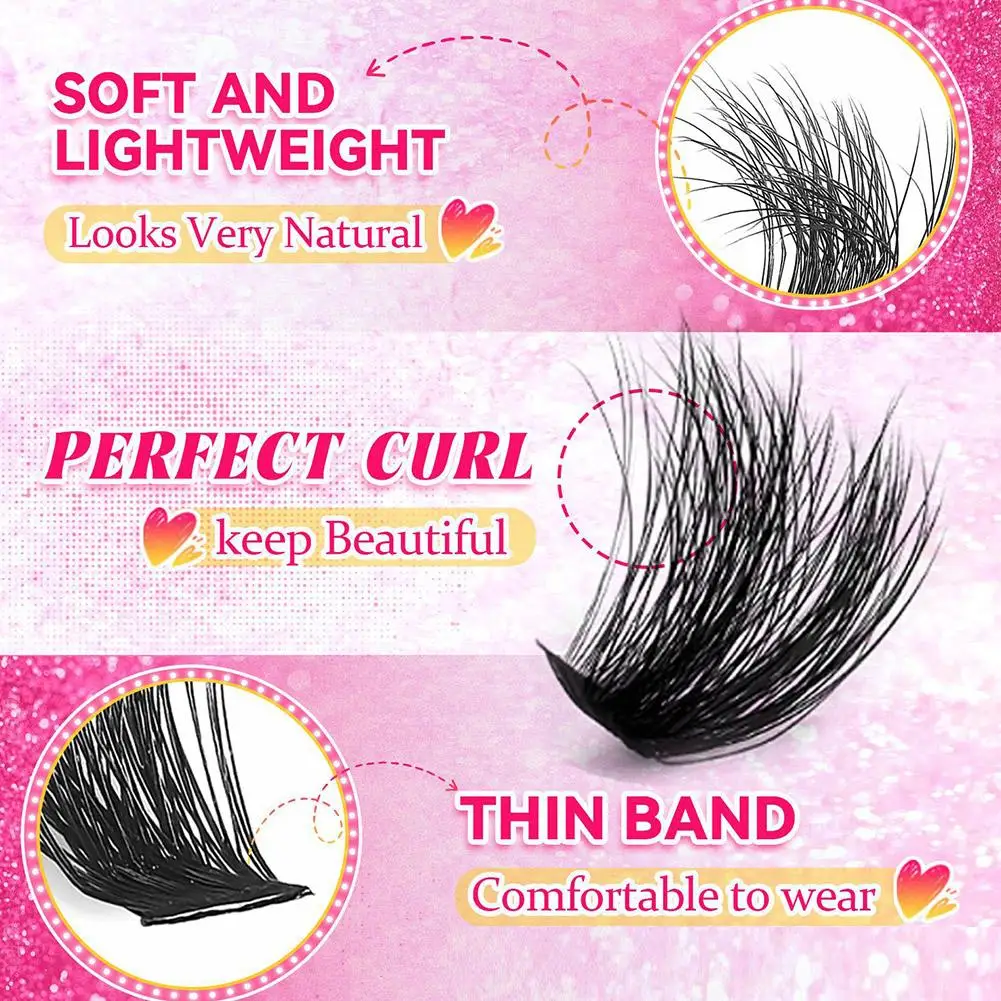 168PCS Individuale Estensione Ciglia Finte 100D Spessore Soffici Cluster D Curl Wispy Individuale Ciglia Strumento di Trucco Quotidiano