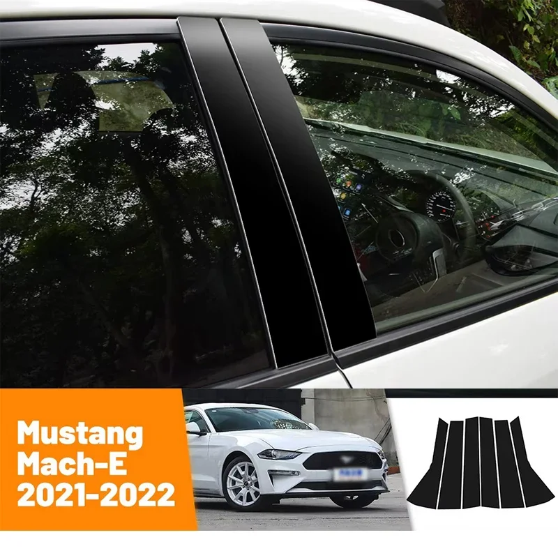 For Ford Mustang Mach-E Mach E 2021-2022 Black Carbon Fiber Doors and Windows B C Pillars Column Decorative Stickers