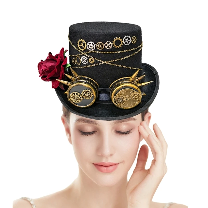 

Elegant Gothic Ladies Top Hat Vintage Bowlers Hat for Steampunk Photography