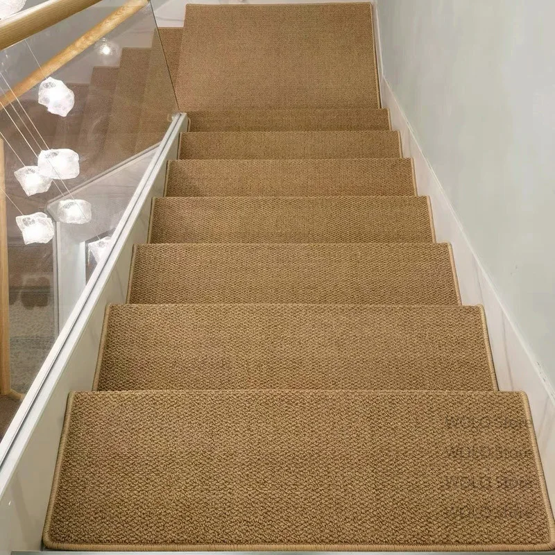 Imitation Sisal Stair Treads Foot Mats Decor Home Non-slip Soft Rug 7PC / 15PC Step Self-adhesive Camel Color Stair Runner Mat