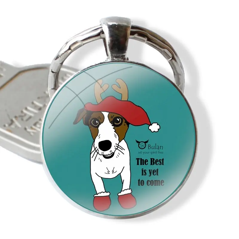 Jack Russell Terrier Dog puppy word Keychain Handmade Glass Cabochon Key Ring Holder Pendant Key Chains